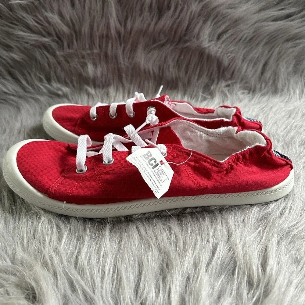 Time And Tru Slip On Shoes Women Size 9 1/2 Red Lightweight Memory Foam Sneakers